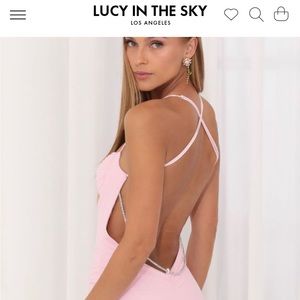 Lucy In The Sky Sallie Mesh Rhinestone Open Back Dress in Pink Medium